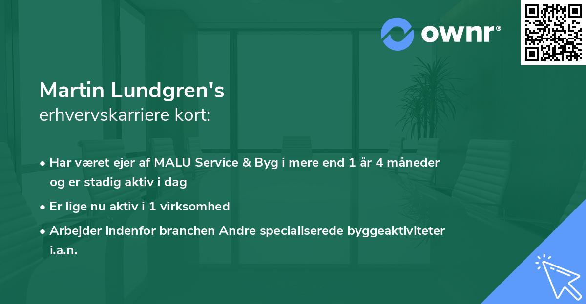 Martin Lundgren's erhvervskarriere kort