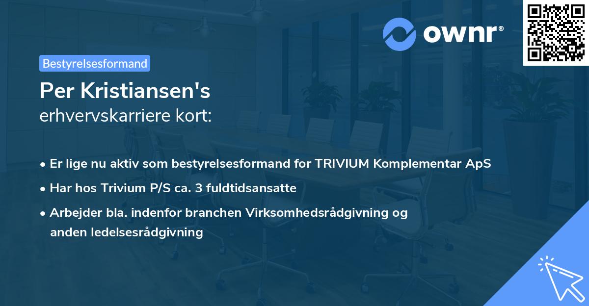 Per Kristiansen's erhvervskarriere kort