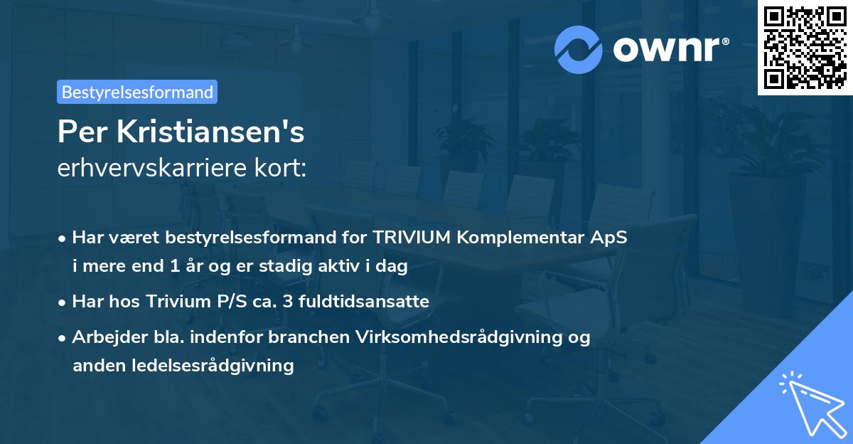 Per Kristiansen's erhvervskarriere kort