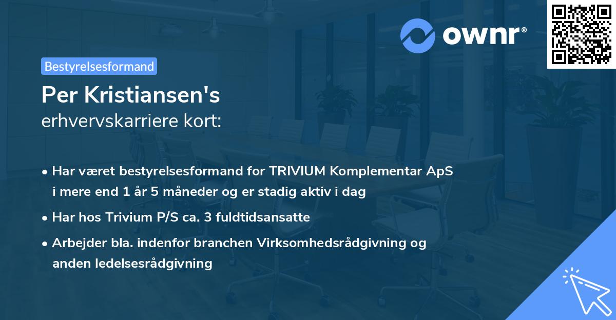 Per Kristiansen's erhvervskarriere kort