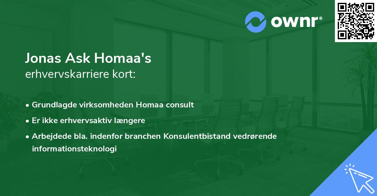 Jonas Ask Homaa's erhvervskarriere kort