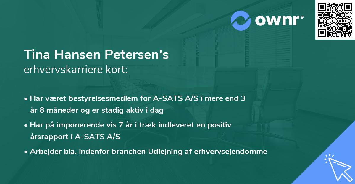 Tina Hansen Petersen's erhvervskarriere kort