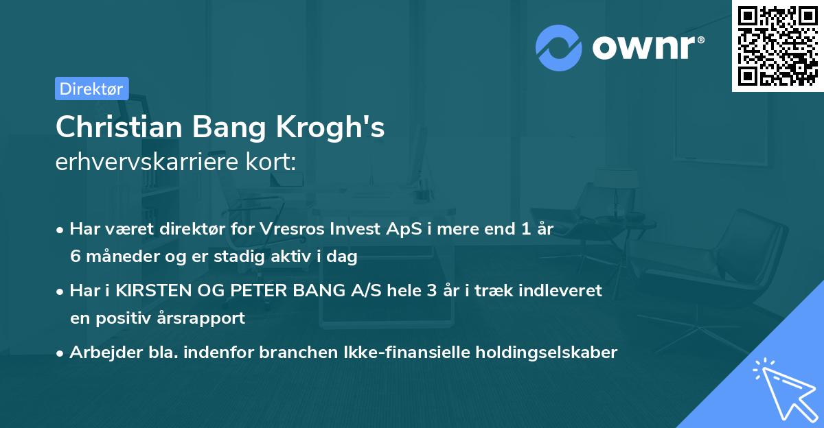 Christian Bang Krogh's erhvervskarriere kort