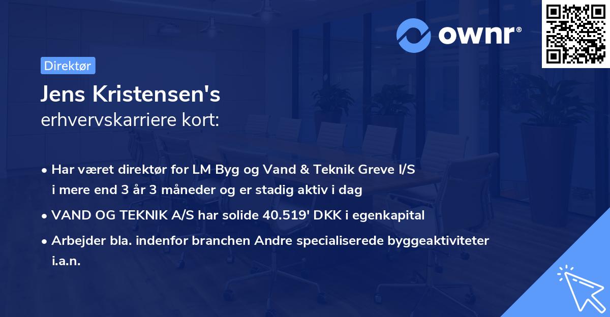 Jens Kristensen's erhvervskarriere kort
