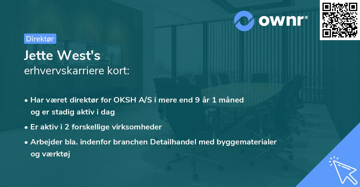 Jette West's erhvervskarriere kort