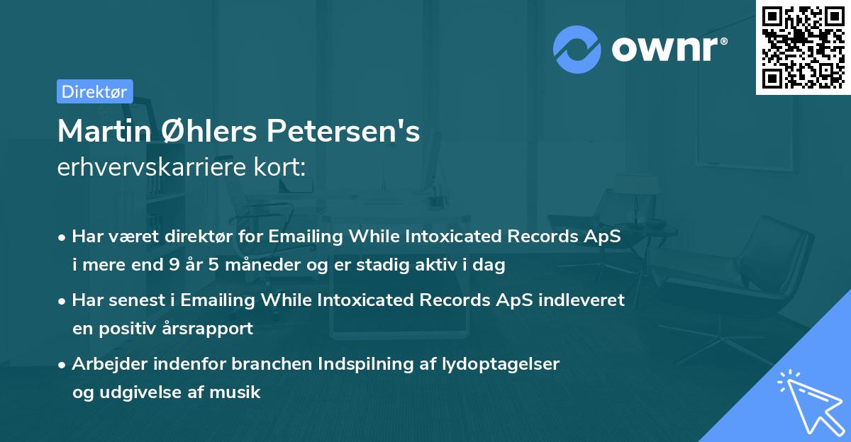 Martin Øhlers Petersen's erhvervskarriere kort