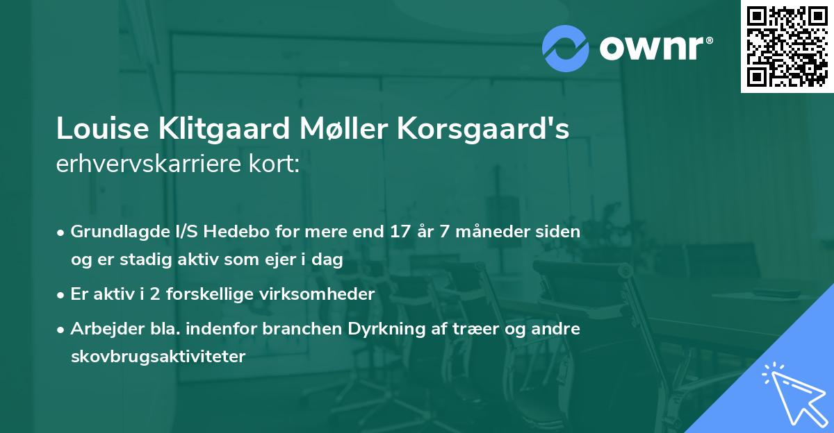Louise Klitgaard Møller Korsgaard's erhvervskarriere kort