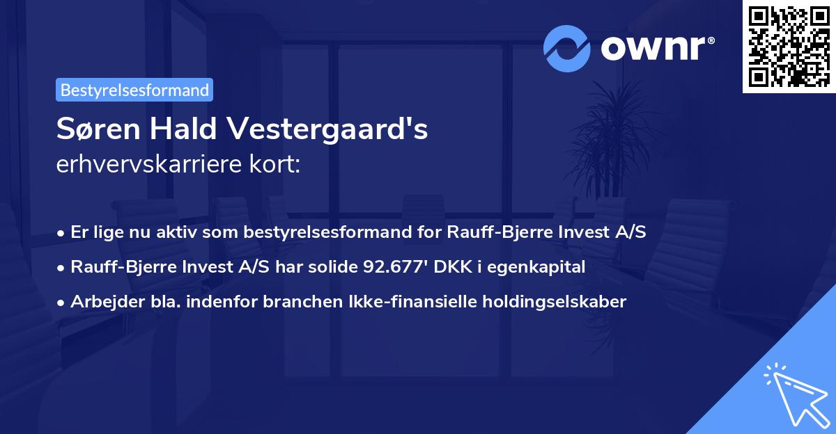Søren Hald Vestergaard's erhvervskarriere kort