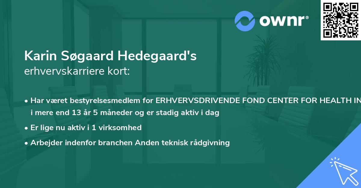 Karin Søgaard Hedegaard's erhvervskarriere kort