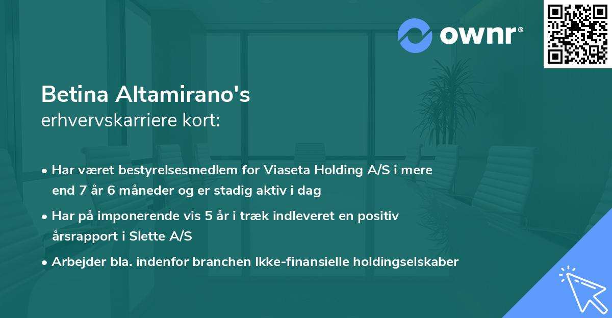 Betina Altamirano's erhvervskarriere kort