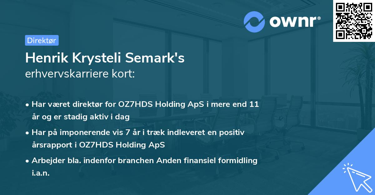 Henrik Krysteli Semark's erhvervskarriere kort