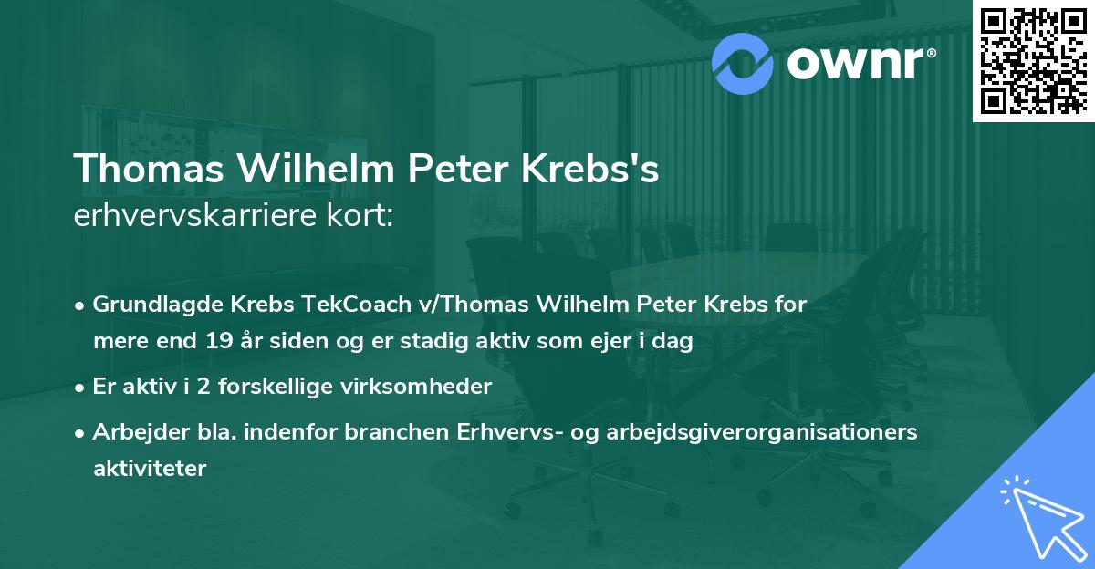 Thomas Wilhelm Peter Krebs's erhvervskarriere kort