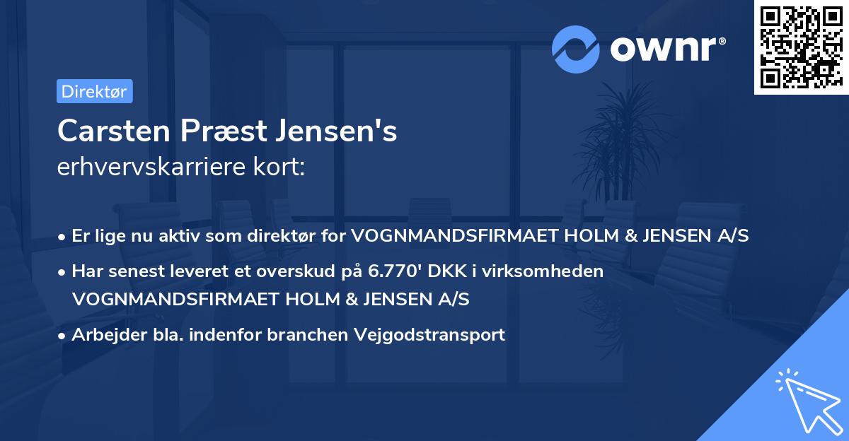 Carsten Præst Jensen's erhvervskarriere kort