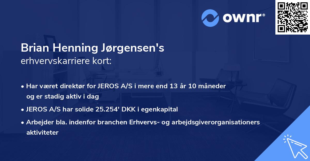 Brian Henning Jørgensen's erhvervskarriere kort