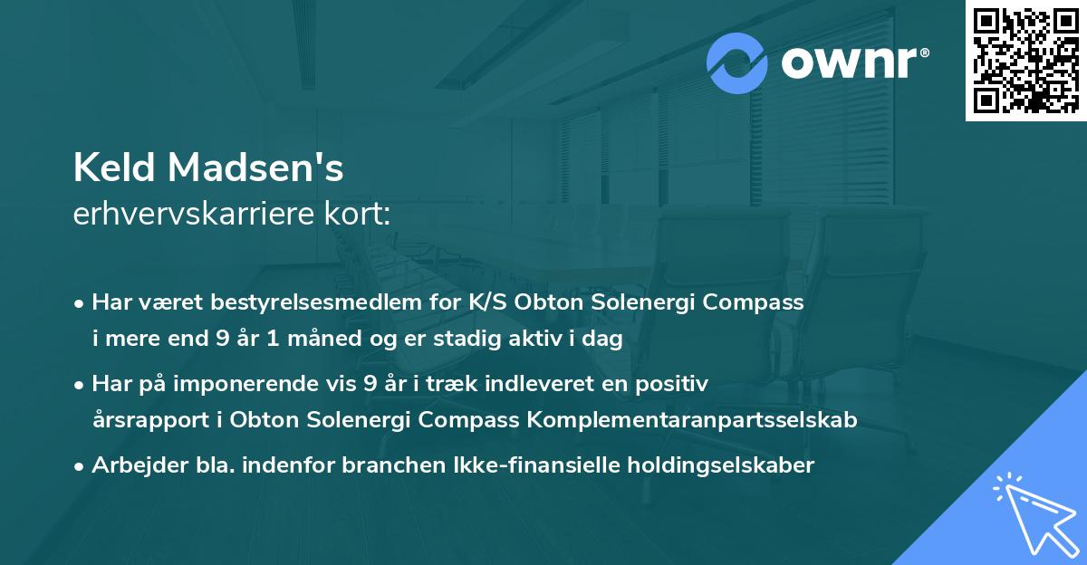 Keld Madsen's erhvervskarriere kort