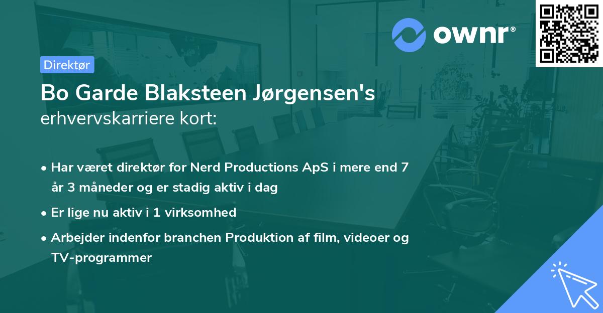 Bo Garde Blaksteen Jørgensen's erhvervskarriere kort