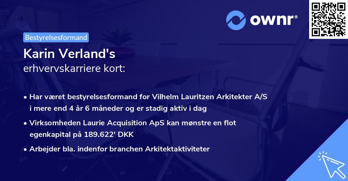 Karin Verland's erhvervskarriere kort