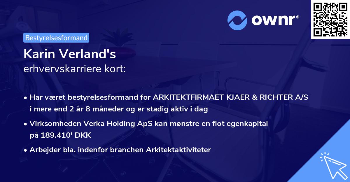 Karin Verland's erhvervskarriere kort