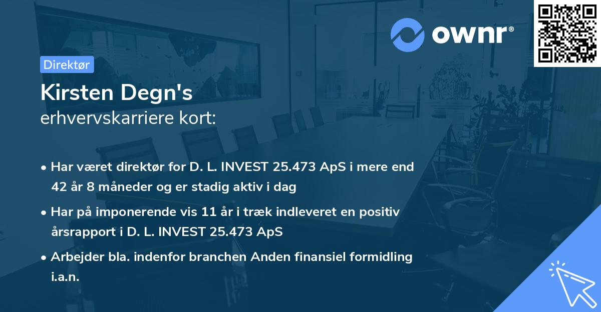 Kirsten Degn's erhvervskarriere kort