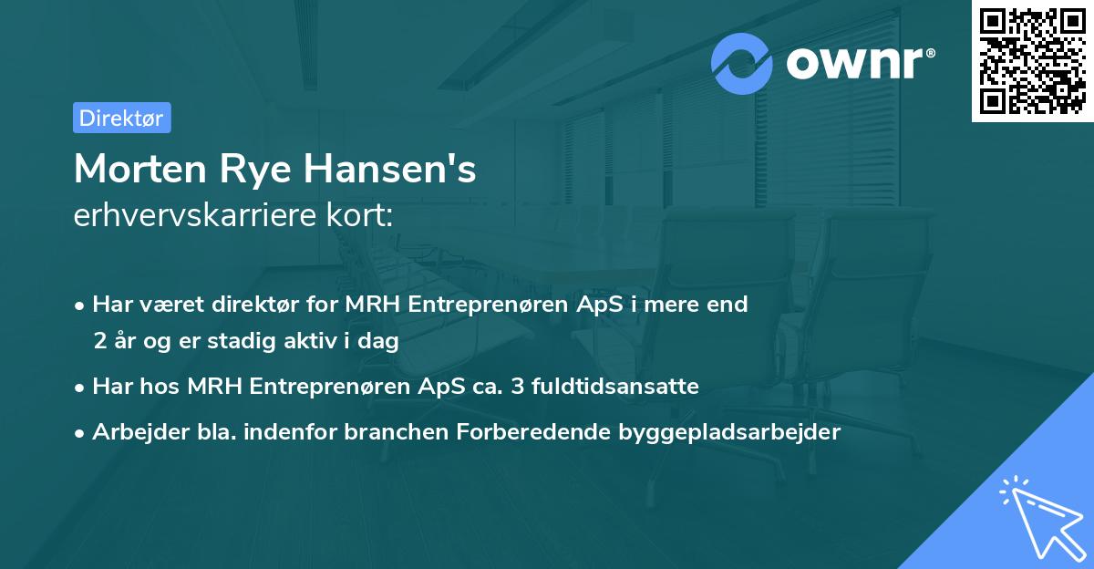 Morten Rye Hansen's erhvervskarriere kort