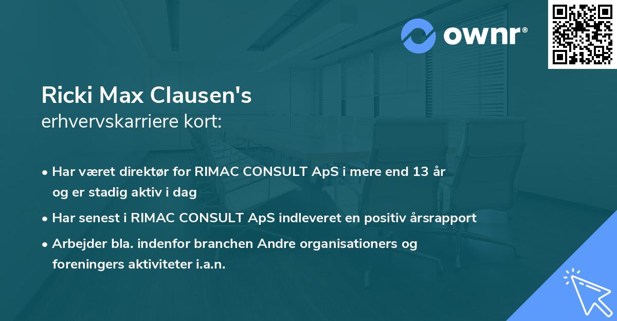 Ricki Max Clausen's erhvervskarriere kort