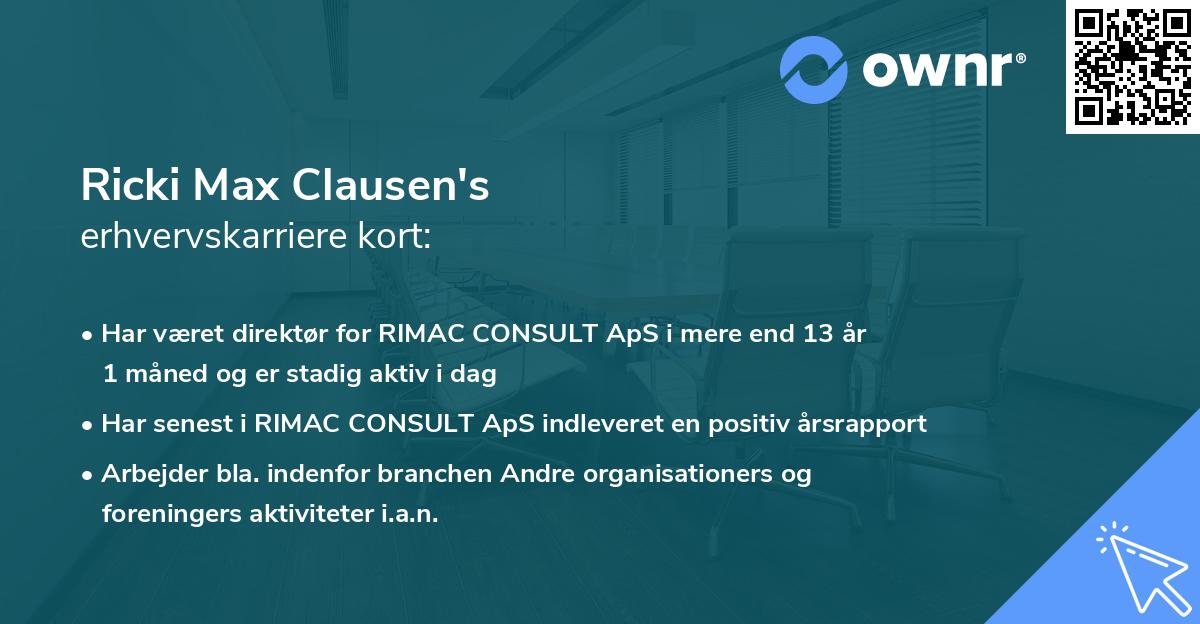 Ricki Max Clausen's erhvervskarriere kort