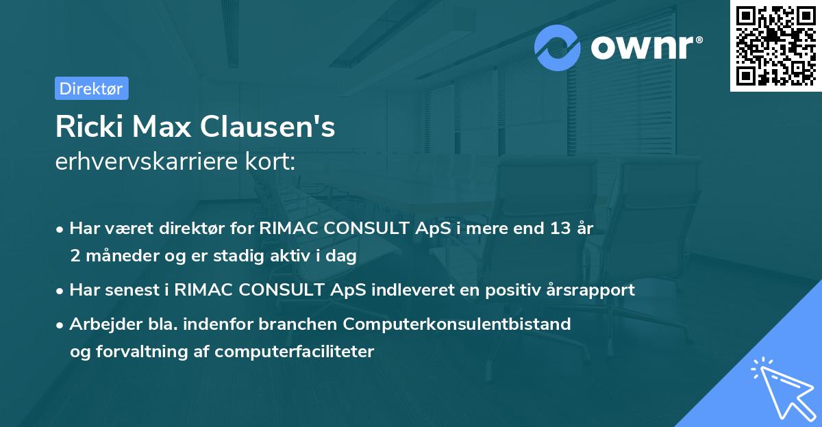 Ricki Max Clausen's erhvervskarriere kort