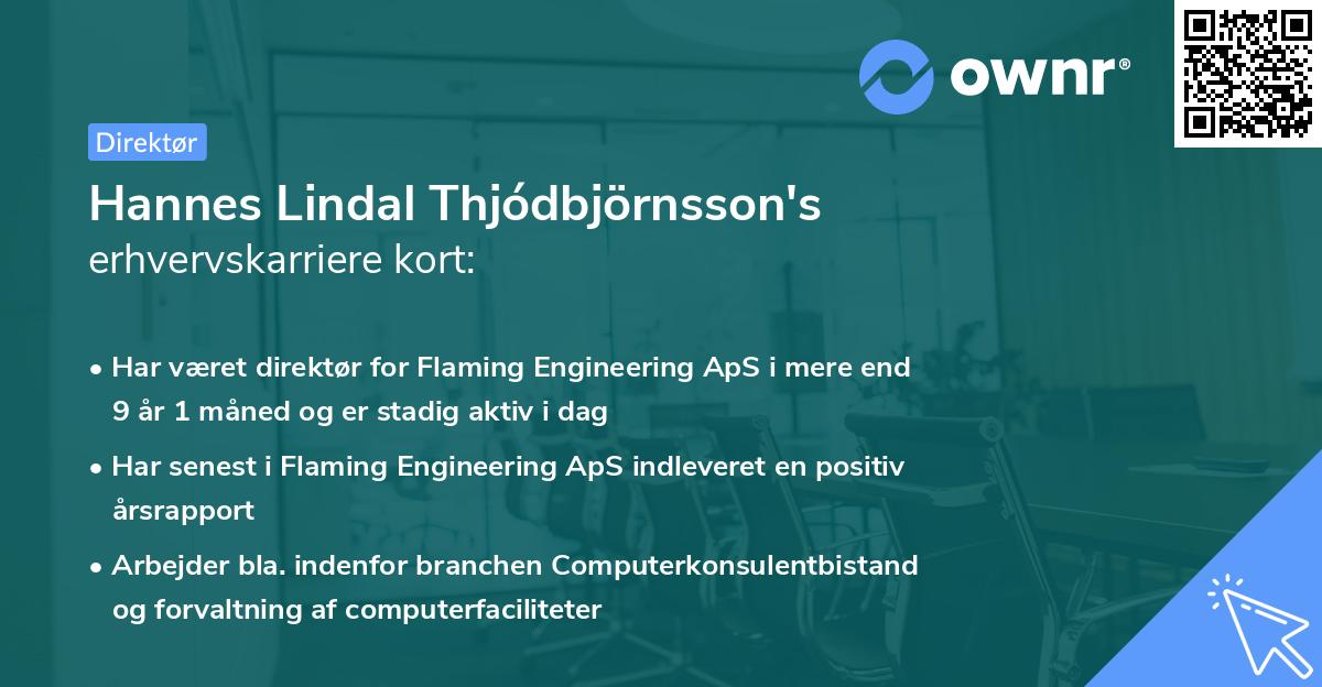 Hannes Lindal Thjódbjörnsson's erhvervskarriere kort