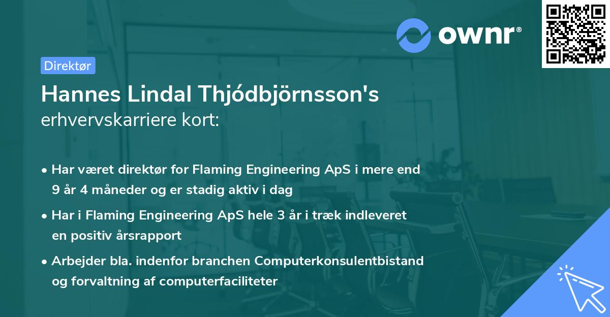 Hannes Lindal Thjódbjörnsson's erhvervskarriere kort