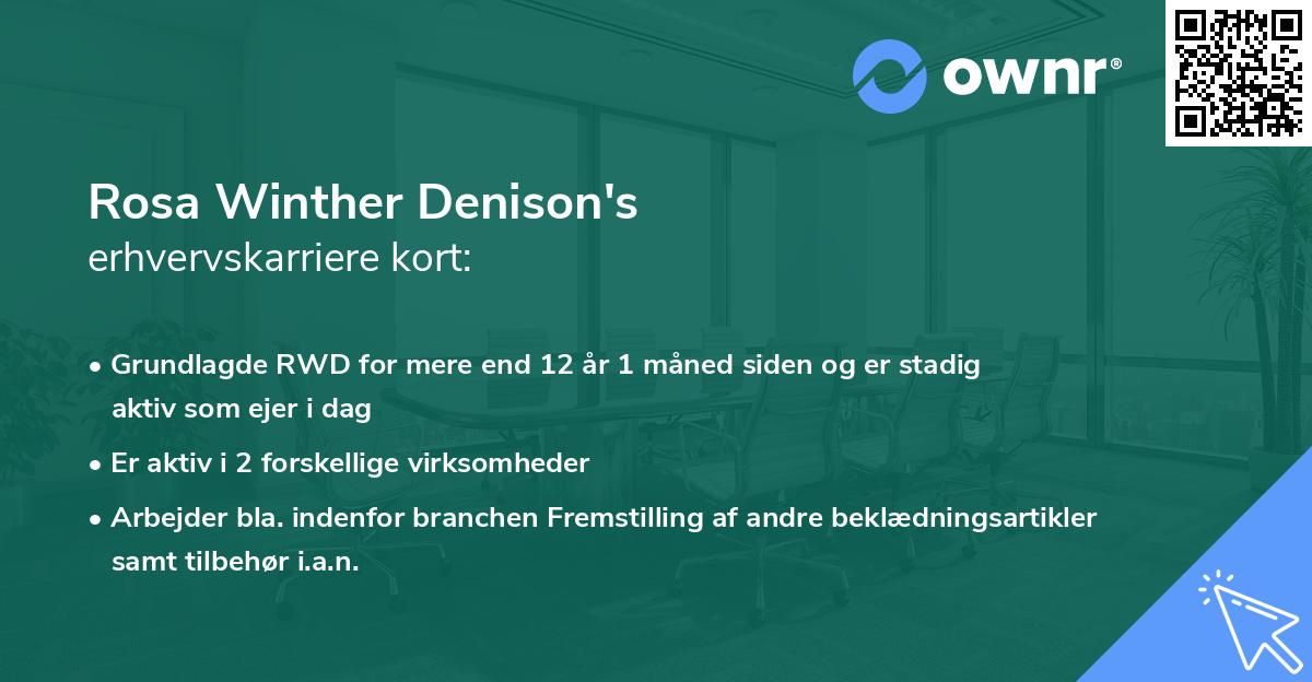 Rosa Winther Denison's erhvervskarriere kort