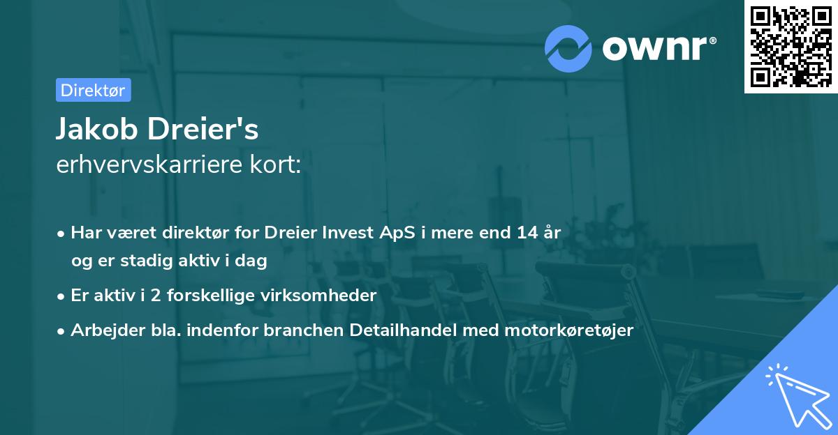 Jakob Dreier's erhvervskarriere kort