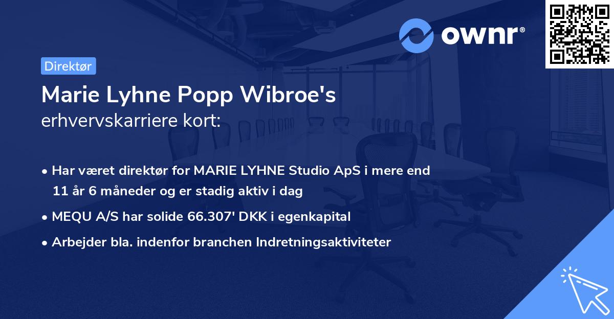 Marie Lyhne Popp Wibroe's erhvervskarriere kort