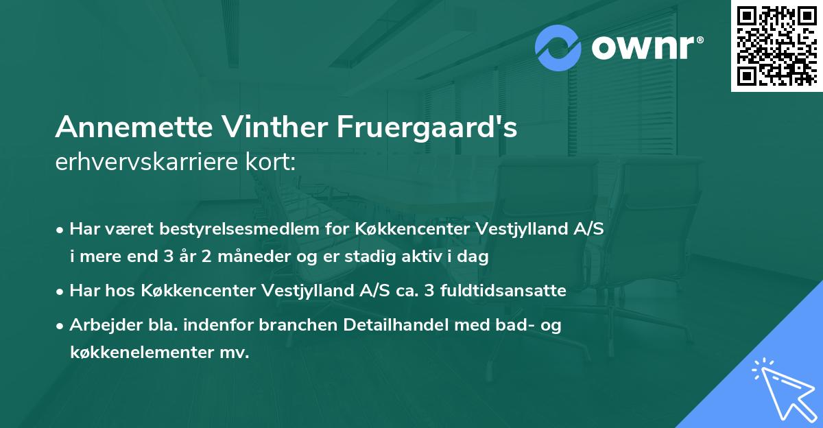 Annemette Vinther Fruergaard's erhvervskarriere kort