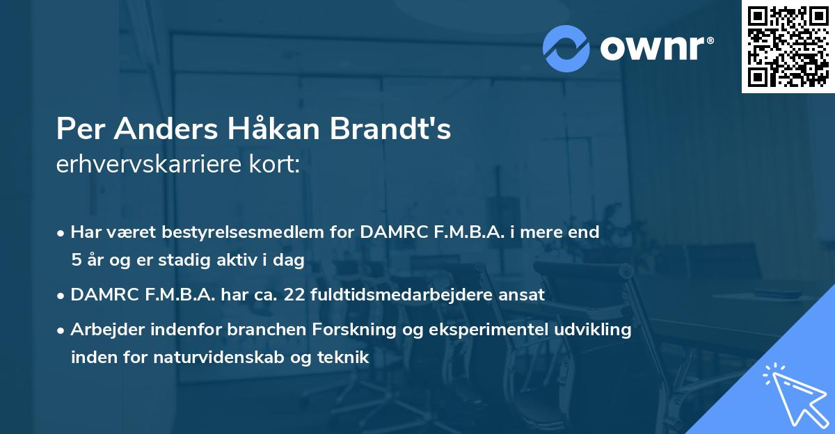 Per Anders Håkan Brandt's erhvervskarriere kort