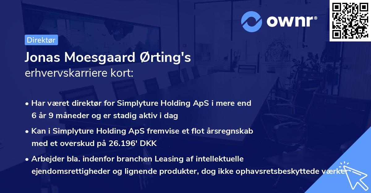 Jonas Moesgaard Ørting's erhvervskarriere kort