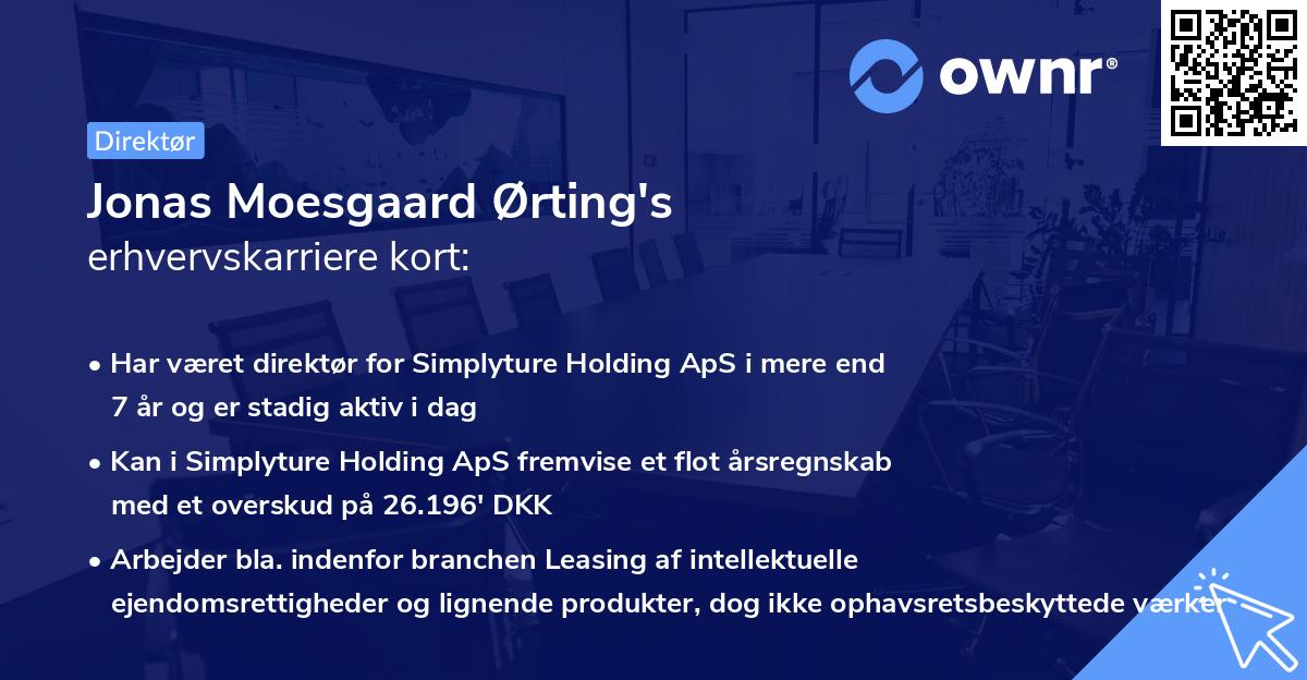 Jonas Moesgaard Ørting's erhvervskarriere kort