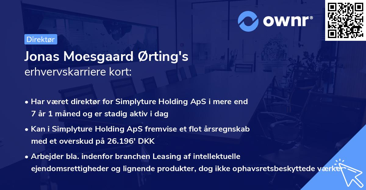 Jonas Moesgaard Ørting's erhvervskarriere kort
