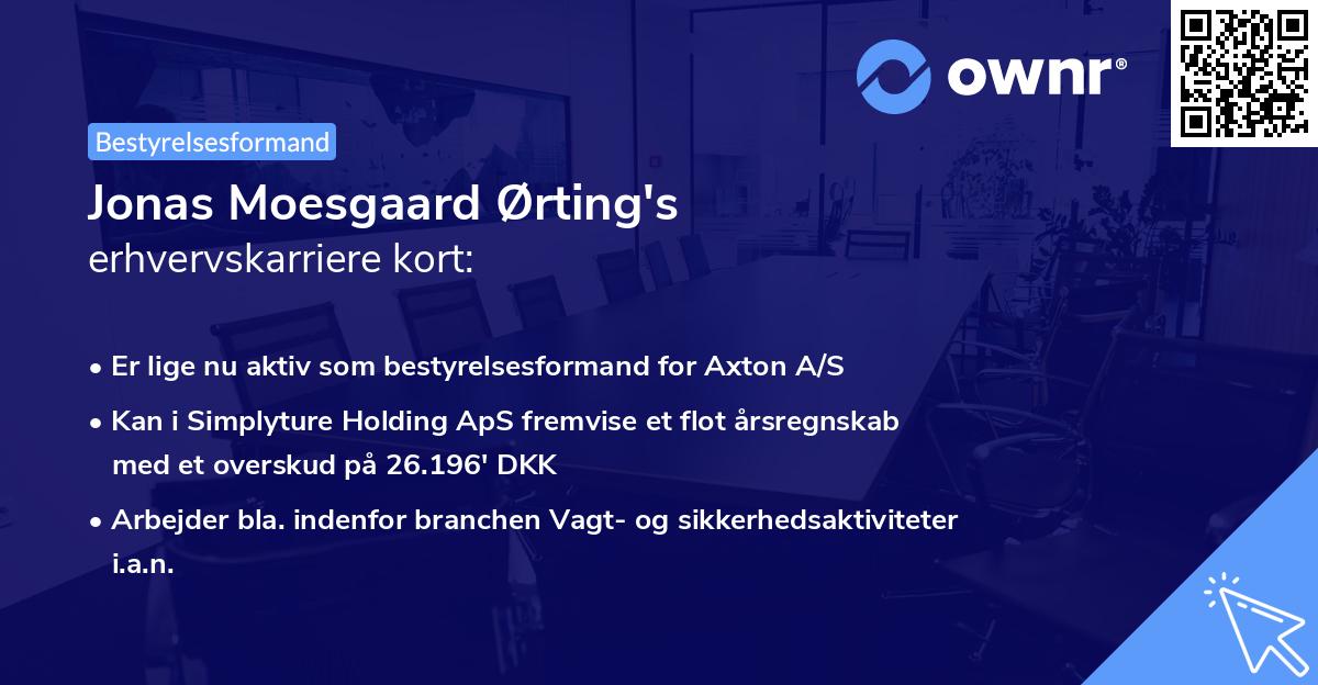Jonas Moesgaard Ørting's erhvervskarriere kort
