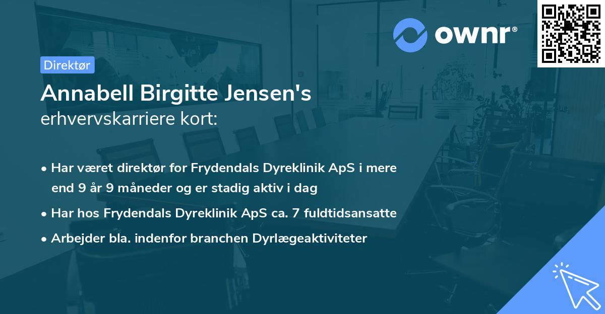 Annabell Birgitte Jensen's erhvervskarriere kort