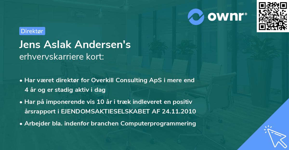 Jens Aslak Andersen's erhvervskarriere kort