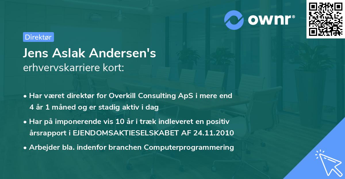 Jens Aslak Andersen's erhvervskarriere kort