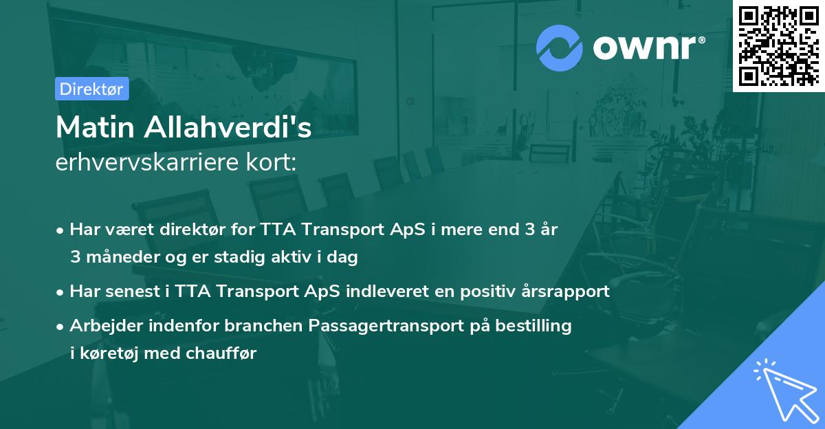 Matin Allahverdi's erhvervskarriere kort