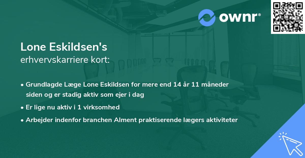 Lone Eskildsen's erhvervskarriere kort