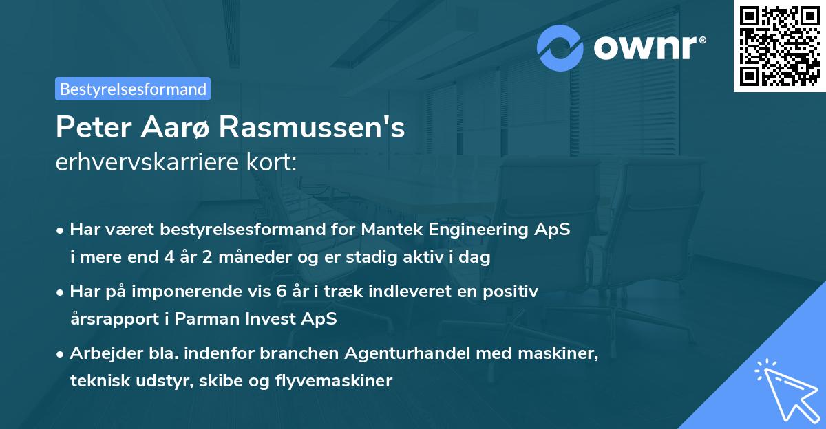 Peter Aarø Rasmussen's erhvervskarriere kort