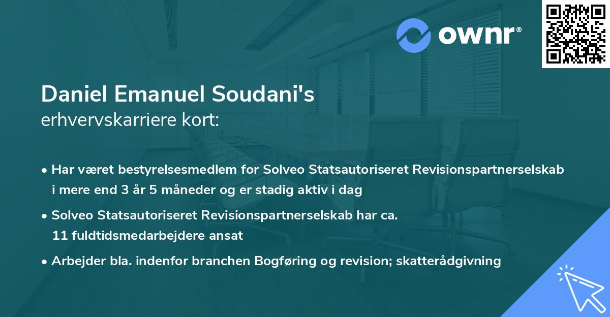 Daniel Emanuel Soudani's erhvervskarriere kort