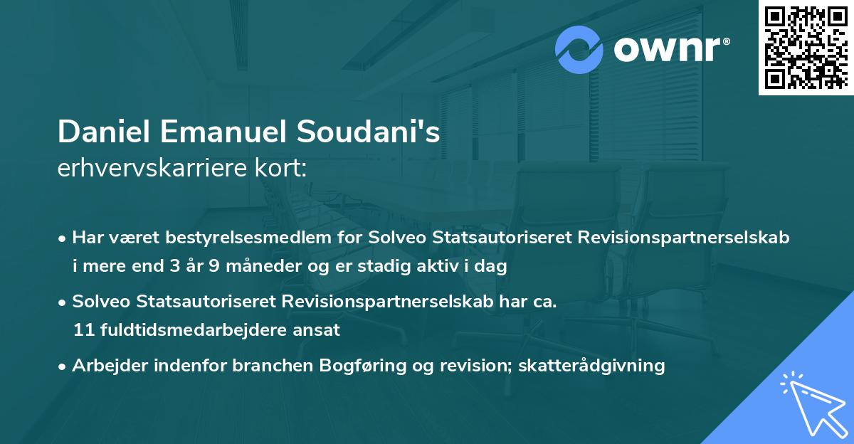 Daniel Emanuel Soudani's erhvervskarriere kort