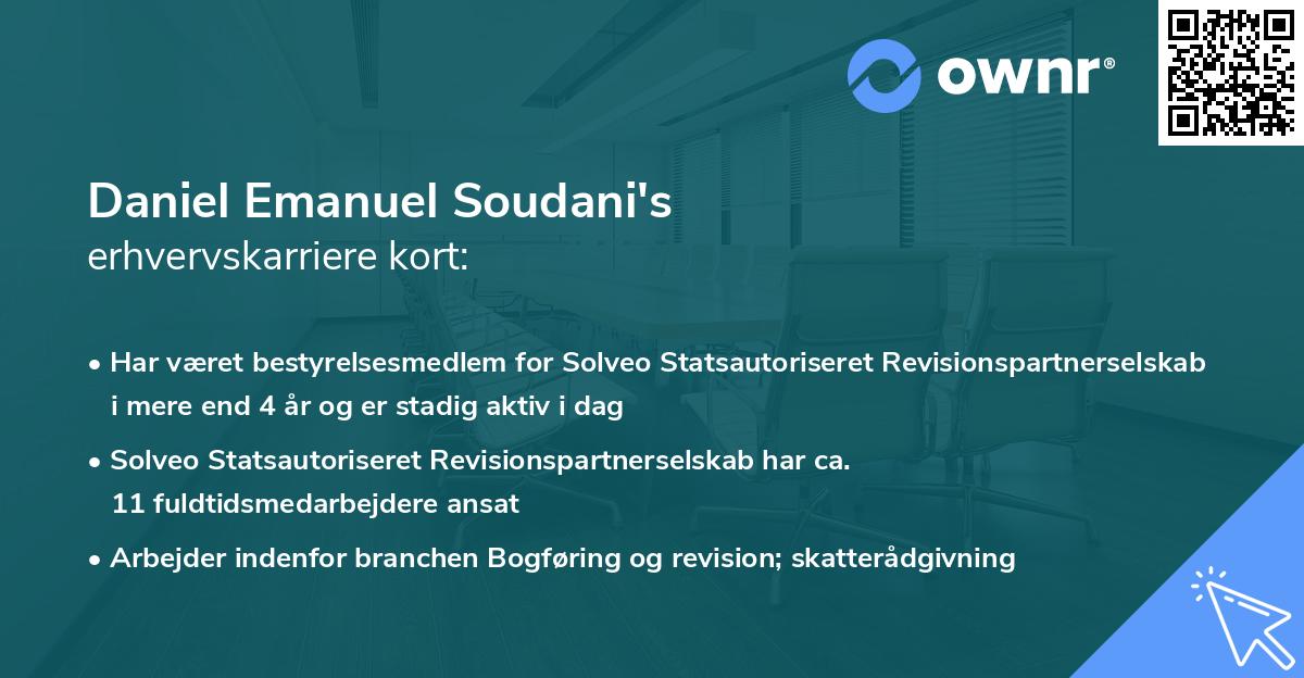 Daniel Emanuel Soudani's erhvervskarriere kort