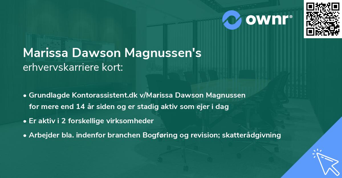 Marissa Dawson Magnussen's erhvervskarriere kort