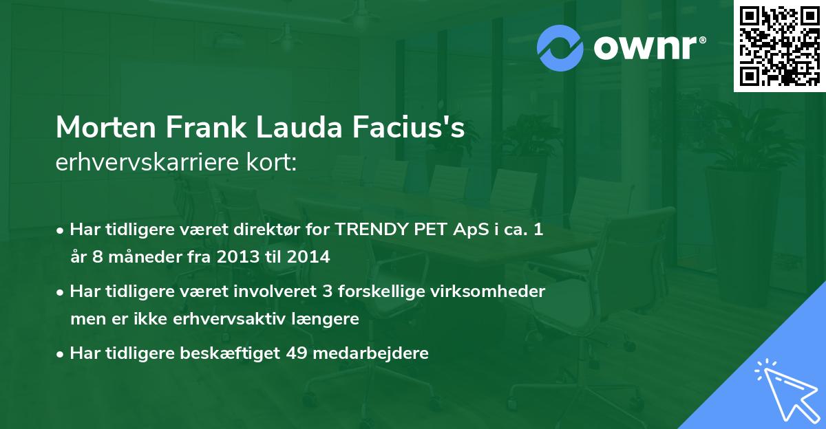 Morten Frank Lauda Facius's erhvervskarriere kort