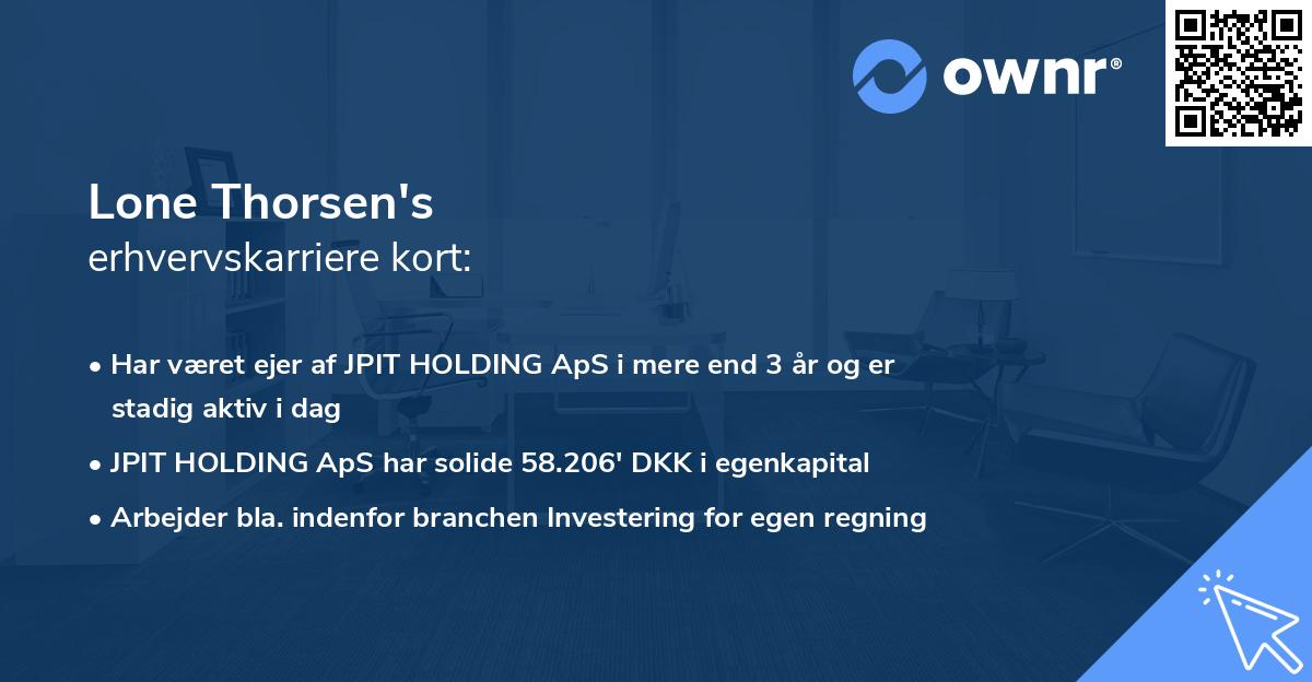 Lone Thorsen's erhvervskarriere kort